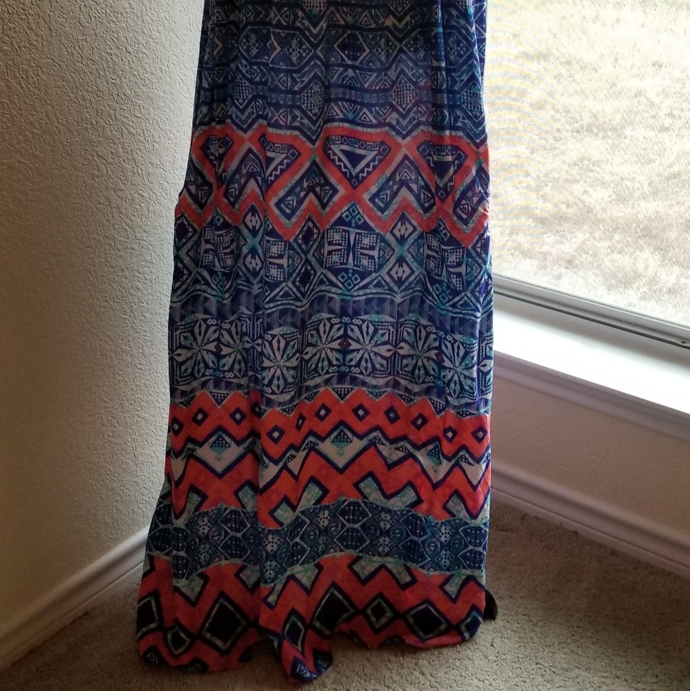 Tribal print long a-line skirt